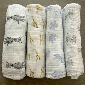 Aden + Anais Cotton Essentials 100% Cotton Blankets - Set of 4 - Safari